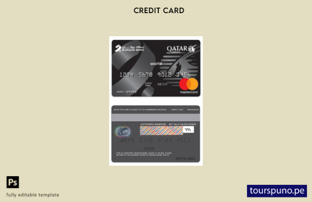 listo para imprimir Plantilla de Mastercard mundial de la marca Qatar Burgen Ban